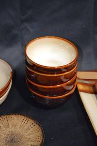lot 78 image: Vintage Stoneware Plate and Bowl Set - Gourmet Basics by Mikasa & Sango