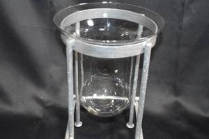 lot 81 image: Modern Metal and Glass Hurricane Candle Holder