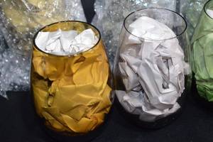lot 89 image: Set of 6 Colorful Stemless Wine Glasses