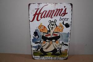 lot 122 image: MN Twins Hamms Beer Metal Sign
