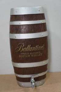 lot 141 image: Vintage Ballantines Whiskey Barrel Dispenser