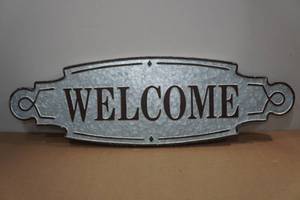 lot 231 image: Galvanized Raised Metal Welcome Sign