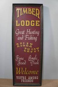 lot 234 image: Wooden Timber Lodge Sign