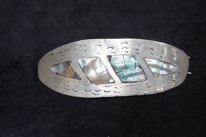 lot 326 image: Taxco Mexican Artisan Hair Clip with Abalone Inlay