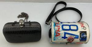 Vintage Handmade North Carolina License Plate Handbag & Handbag With Skull