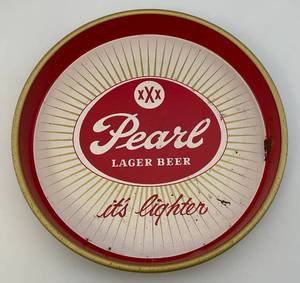 Vintage XXX Pearl Lager Beer Metal Serving Tray
