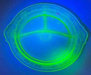 Vintage Uranium Glass Divided Plate 10 12 Plate