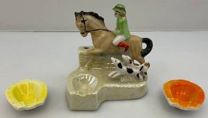 Vintage JAPAN Horse Themed AshtraySpice Dish With Extras