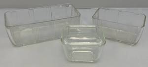 Vintage Hazel Atlas Criss Cross Refrigerator Dishes & PYREX Lidded Dish