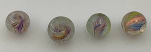 Vintage German Handmade Divided Ribbon Swirl Marbles 1  .5640 In. 1  .5855 In. 1 .5725 In. 1 .6310 In. (Sizes Will Vary Do To Being Handmade)