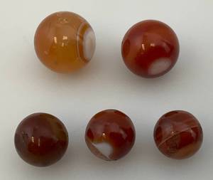 Vintage Handmade Agate Marbles Some Bullseye 1 .7735 In. 1  .7180 In. 1 .5975 In. 1 .5715 In. 1 .5480 In. (Sizes Will Vary Do To Being Handmade)