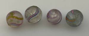 Vintage German Handmade White  Core Ribbon Swirl Marbles 1  .6280 In. 1  .6145 In. 1  .5845 In. 1 .5510 In. (Sizes Will Vary Do To Being Handmade)
