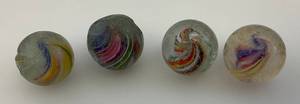 Vintage German Handmade White Swirl Marbles 1 .7495 In. 1 .7555 In. 1 .7280 In. 1 .6975 In. (Sizes Will Vary Do To Being Handmade)