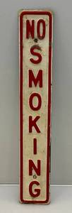 Vintage Heavy Metal & Enamel No SMOKING Vertical Sign 23 14 x 3 34