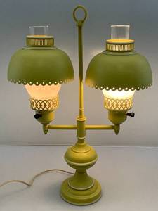 Vintage MCM Double Metal Student Desk Lamp