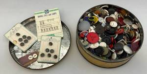 Vintage Buttons In Vintage Tin