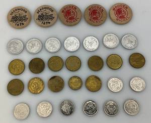 Misc. Vintage Tokens & 1970s Wooden Nickels