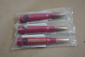 lot 40 image: 3 Lucky Shot Fireman 50 Cal Bottle Openers