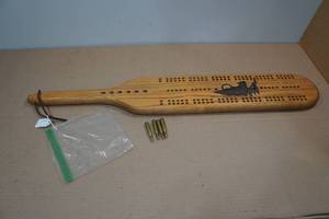 lot 70 image: Large Wood Cribbage Board with Bullet Pegs