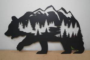 lot 92 image: Laser Cut Metal Bear Silhouette