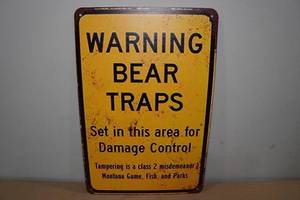 lot 93 image: Metal Bear Trap Warning Sign