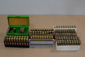 lot 164 image: 183 Empty 7mm Rem Mag Casings and Ammo