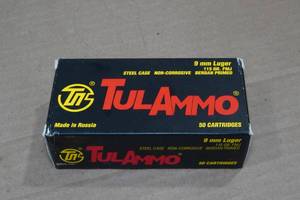 lot 209 image: 50 TulAmmo 9mm Luger 115 Gr FMJ Steel Case Ammo
