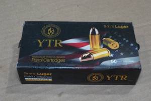 lot 211 image: 50 YTR 9mm Luger 124 Gr FMJ Ammo