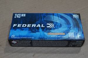 lot 217 image: 20 Federal Power Shok .243 Win 100 Gr JSP Ammo