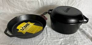 lot 19 image: Lodge Cast Iron 12 Skillet and Dutch Oven L8DOL