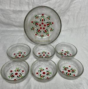 lot 26 image: Crystal Glass Salad Bowl 7 Piece Set by Walther Glasswork Round Ice Block