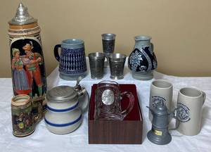 lot 92 image: German Steins and Drinkware - 12 total pieces