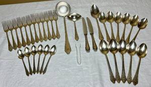 lot 38 image: Vintage Monogrammed Cutlery Set