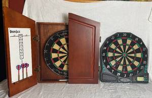 lot 84 image: Dart Board Bundle - One Electronic and One Cork Backed