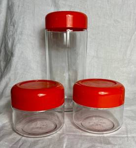 lot 90 image: Vintage Clear Glass Jar Canister Lot - 11 pieces