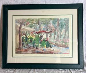 lot 142 image: Signed and Framed Print Promenade El Fleurs by Pierre Jean Llado