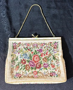 Two Vintage Needlepoint and Metal Handbags