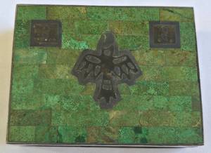 Distinctive TAXCO Mexican Silver and Stone Embellished Wooden Box