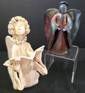Unique Pair of Angel Sculptures including Raku and Dino Bencini Offerings