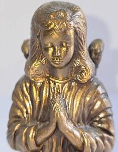 Vintage Signed Ed Mitchell Full Cast Metal Angel Statue