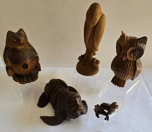 Carved Wood and Glass Animal Selection