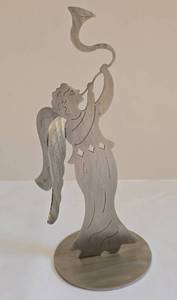 Amy Hess Metal Angel Sculpture and Praying Angel Candleholder