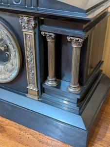 Antique Black Slate Mantle Clock