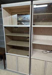 Large Blonde Wood Bookcase Unit