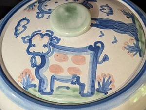 Pair of M A Hadley Pottery Round Casserole Bowls