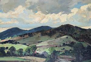 Framed Scenic Oil on Board by Charles Curtis Allen
