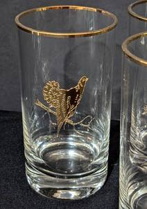 Vintage Gold Bird Motif Tumbler Glass Set