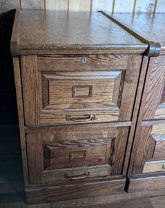 Pair of Oak Two Drawer File Cabinets