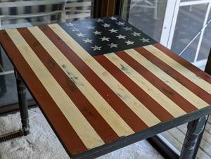 American Flag Painted Wood Table