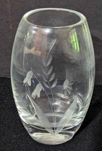 Three Vintage Etched Glass Bud Vases
